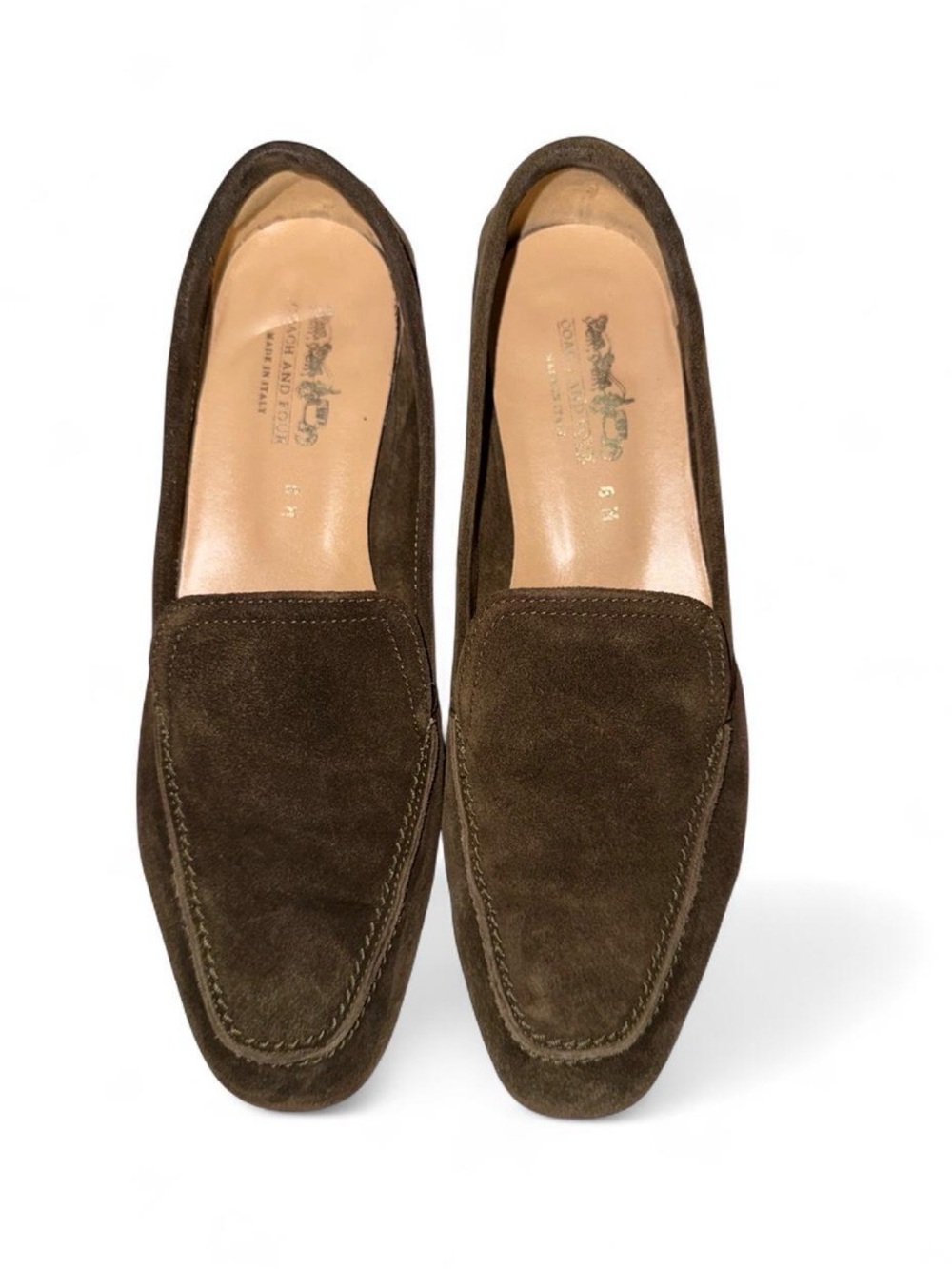 Coach and Four Suede Loafers in Olive - Classic Slip-On Dress Loafers Women’s 8